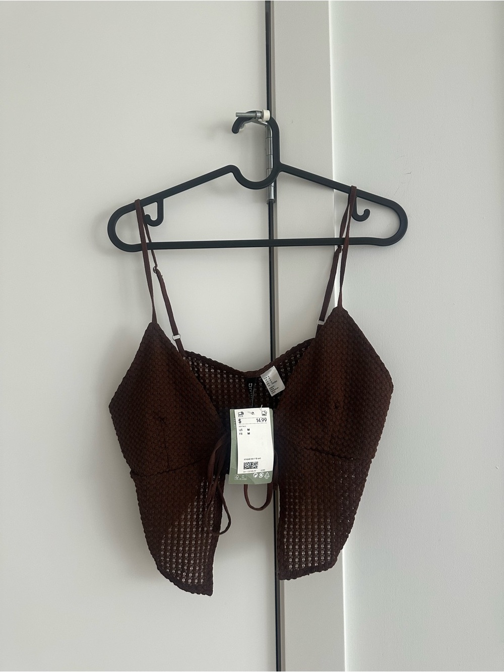 H&M Dark Brown Crochet Crop Cami